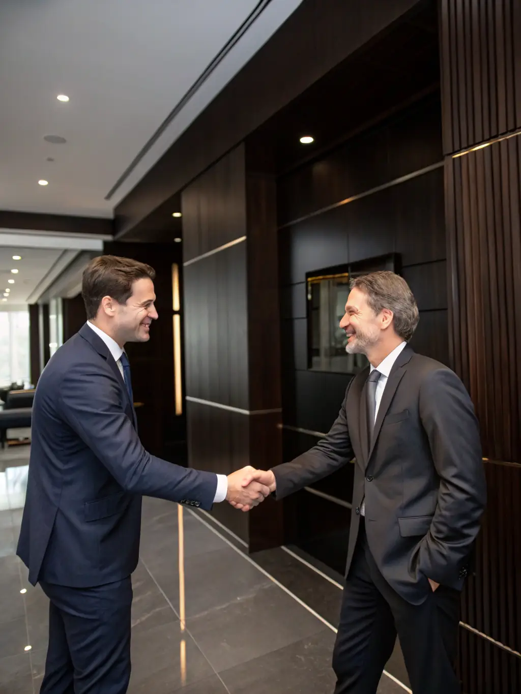 A handshake between two people in business attire, representing personalized financial advice and client relationships in the UK.